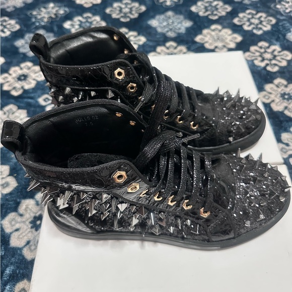 Enzo Romeo Men's Fashion High Top Crystal Shimmer Rhinestone Sneakers size 7.5US - Picture 2 of 7
